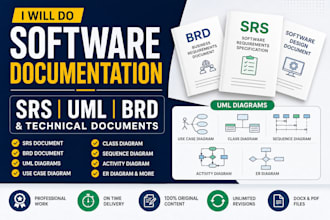 do software documentation, uml, srs, business requirement document for you