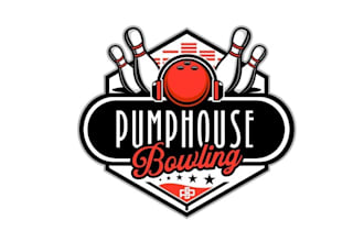 create professional bowling team logo with bar