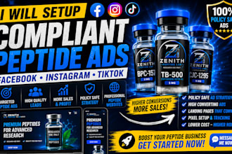 setup compliant peptide ads peptide facebook, ig tiktok ads peptide website