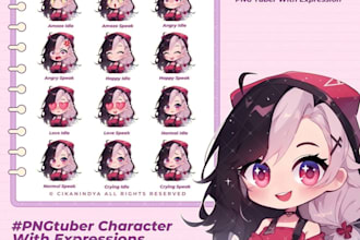 create custom pngtuber avatar or pngtuber model, character for streaming