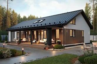upgrade scandinavian house design, modern countryside home, outdoor living space