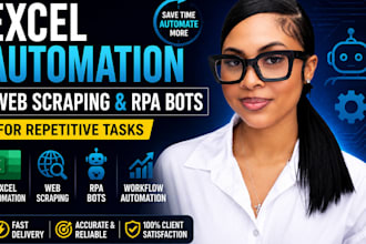 do excel automation, web scraping and rpa bots for repetitive tasks