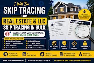 do skip tracing for real estate and llc skip tracing in bulk