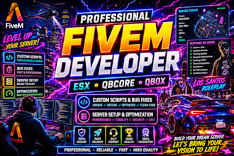 create, fix, and develop your fivem esx or qbcore server
