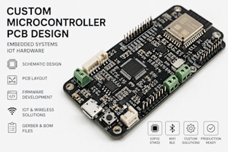 design custom microcontroller pcb, embedded systems, firmware and iot hardware