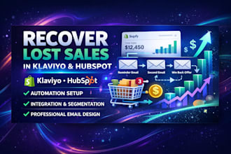 setup klaviyo or hubspot abandoned cart email marketing flows for shopify store