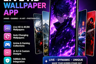 design,develop premium modern live HD 4,8k changing anime,gaming, wallpaper app