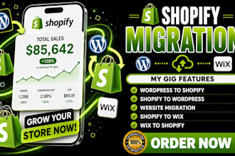 migrate to shopify, woocommerce to shopify wix website migration