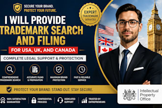 provide trademark search and filing for usa uk and canada