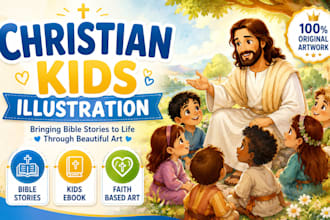 illustrate christian children story book and bible kids book illustration