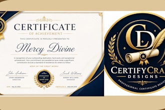design professional certificate, award, diploma or appreciation certificate