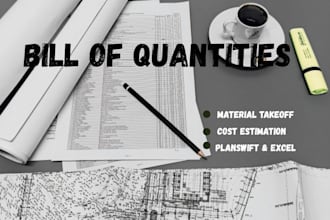 do bill of quantities, material takeoff, construction cost estimation