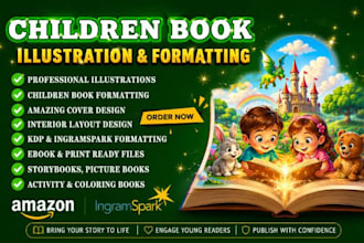 do children book illustration, children book formatting for ebook and paperback