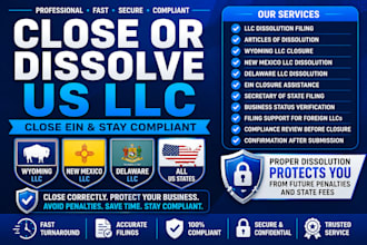 close or dissolve US llc, wyoming llc, new mexico llc, delaware llc, close ein
