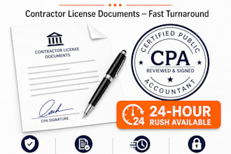 review and sign CPA financial statements for contractor licensing with fa