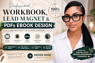 design workbook, lead magnet and pdfs ebook design worksheet canva, cover design