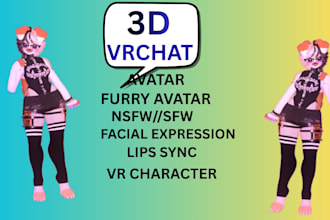 custom vr character vrchat avatar 3d  model furry nsfw art