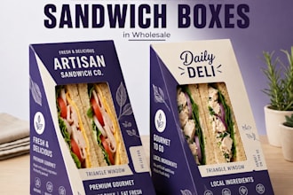 do custom restaurant packaging sandwich box mailer box 3d mockup dieline