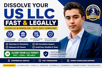 dissolve llc close US llc and cancel ein fast legally