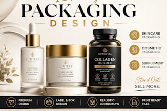 design luxury skincare, cosmetic andsupplement packaging with premium 3d mockups