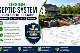 design septic system plan permit stamp for california florida texas georgia