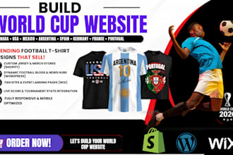 design a responsive football website shopify jersey pod store world cup website
