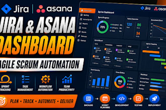setup jira asana dashboard, agile scrum, workflow automation, project tracking