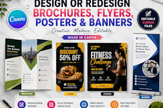 design or redesign any brochures, flyers, posters and banner in canva
