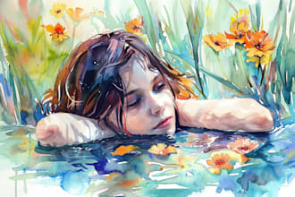 draw watercolor portrait illustration