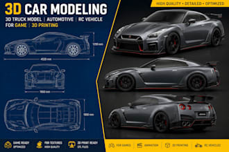 do 3d car modeling 3d truck model automotive car rc vehicle for game 3d printing