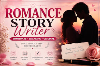 write emotional romance stories, novel, love stories and fiction ghostwriting
