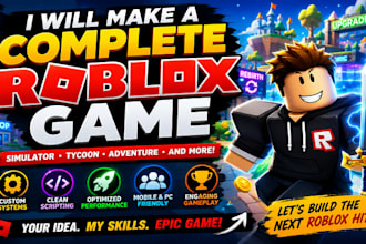 make a complete roblox game, roblox simulator game, roblox game development