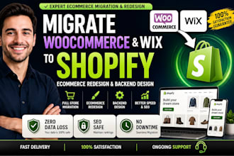 migrate woocommerce to shopify wix to shopify ecommerce redesign backend design