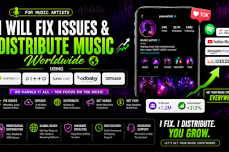 fix issue and distribute music using distrokid, ditto, tunecore, cd baby, amuse
