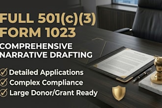 prepare 501c3 non profit registration and irs form 1023