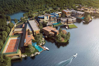 design luxury waterfront villa, beach house and modern lake house