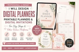 design profitable etsy digital products planner, planners printable invitations