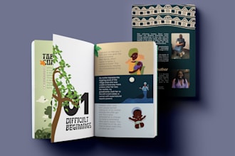design child book illustration, children story book illustration with book cover