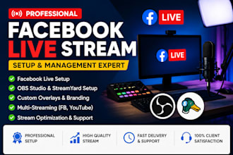 setup and manage professional facebook live streaming using obs or streamyard