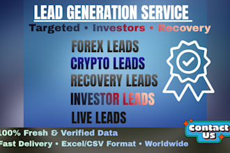 provide live forex leads, crypto leads, crypto investor leads, targeted leads