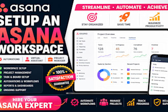 setup an asana workspace, automations, project manager asana, virtual assistant