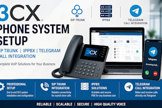 et up your 3cx phone system, sip trunk, ippbx, and telegram call integration
