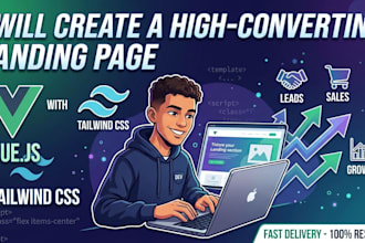 create a modern landing page using vue 3 and tailwind