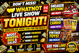 design your whatnot live show thumbnail to boost clicks to boost sales