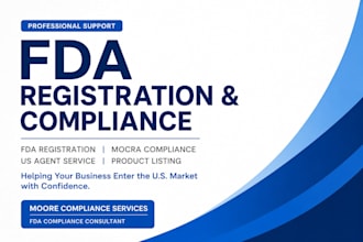 do fda registration, mocra and compliance for USA