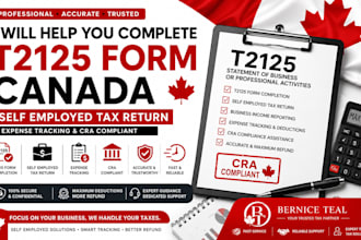 help you complete t2125 form canada, self employed tax return, expense tracking