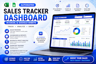 create automated sales tracker dashboard in excel  and google sheets