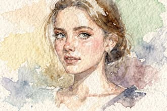 draw a sketchy watercolor portrait, no ai