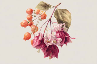 create vintage botanical, mystic, logo design illustration