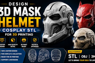 design 3d mask helmet cosplay stl for 3d printing